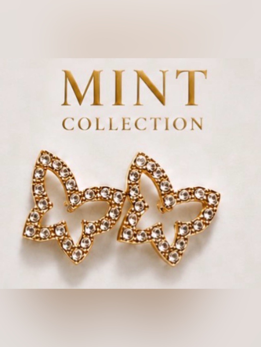 MINT - Gold Crystal Butterfly Stud Earring